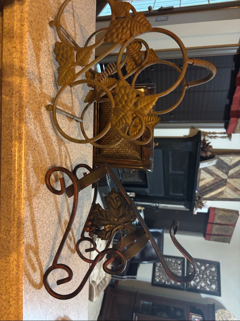 Decorative Metal Wine Bottle Holders - Grape Motif